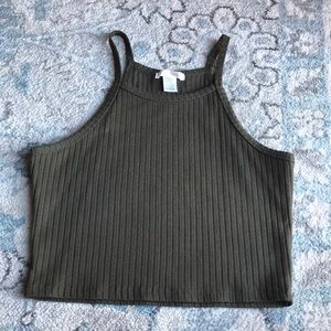 Green crop halter top
